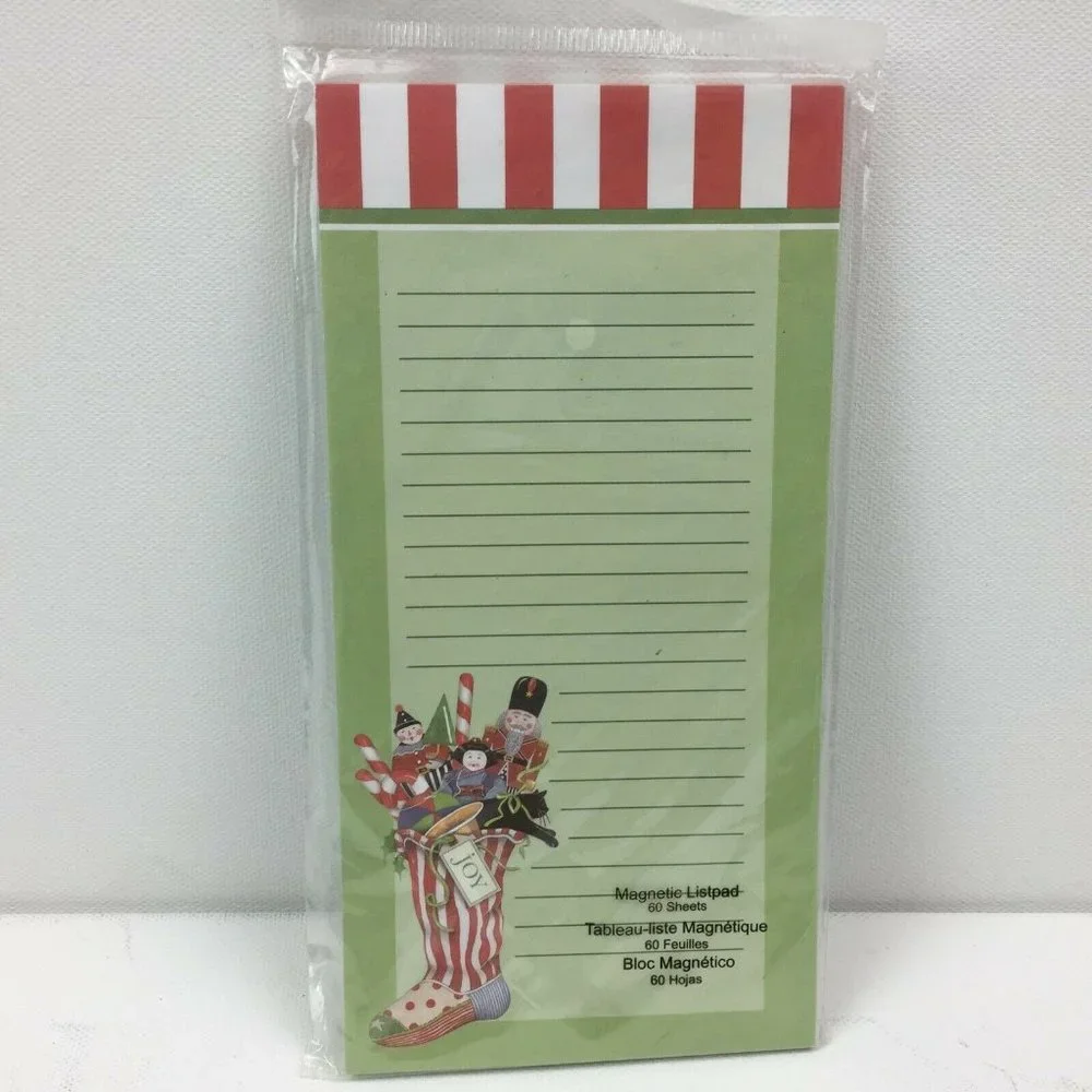 Season Greetings Patriotic Magnetic List Note Pad Paper Set Snowmen Fireworks